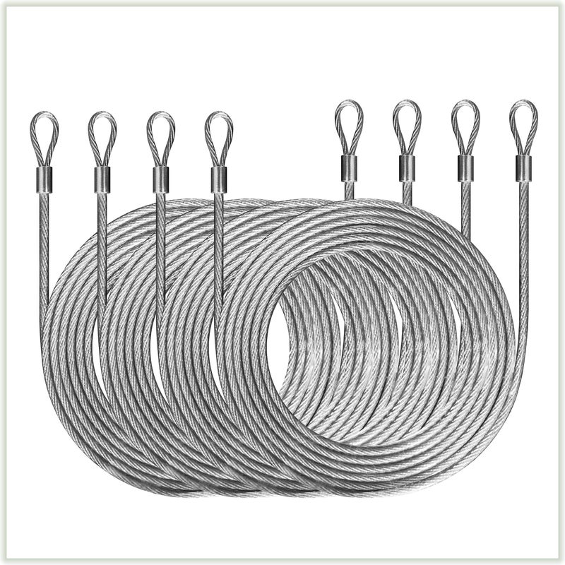 ColourTree 48 Feet (12ft x 4) PVC Coated Stainless Steel Metal Wire Cable Ropes Hardware Kits for Square and Rectangle Sun Shade Sail Canopy â€Š- Commercial Standard Heavy Duty - Image 1